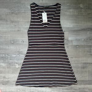 Sfera Casual Striped Mini Dress with V Neck Line M
